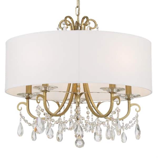 Crystorama Othello 5-Light Vibrant Gold Shaded Chandelier with Silk Shade