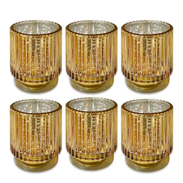 Unbranded Gold Glass Votive Candle Holders 6-Pack