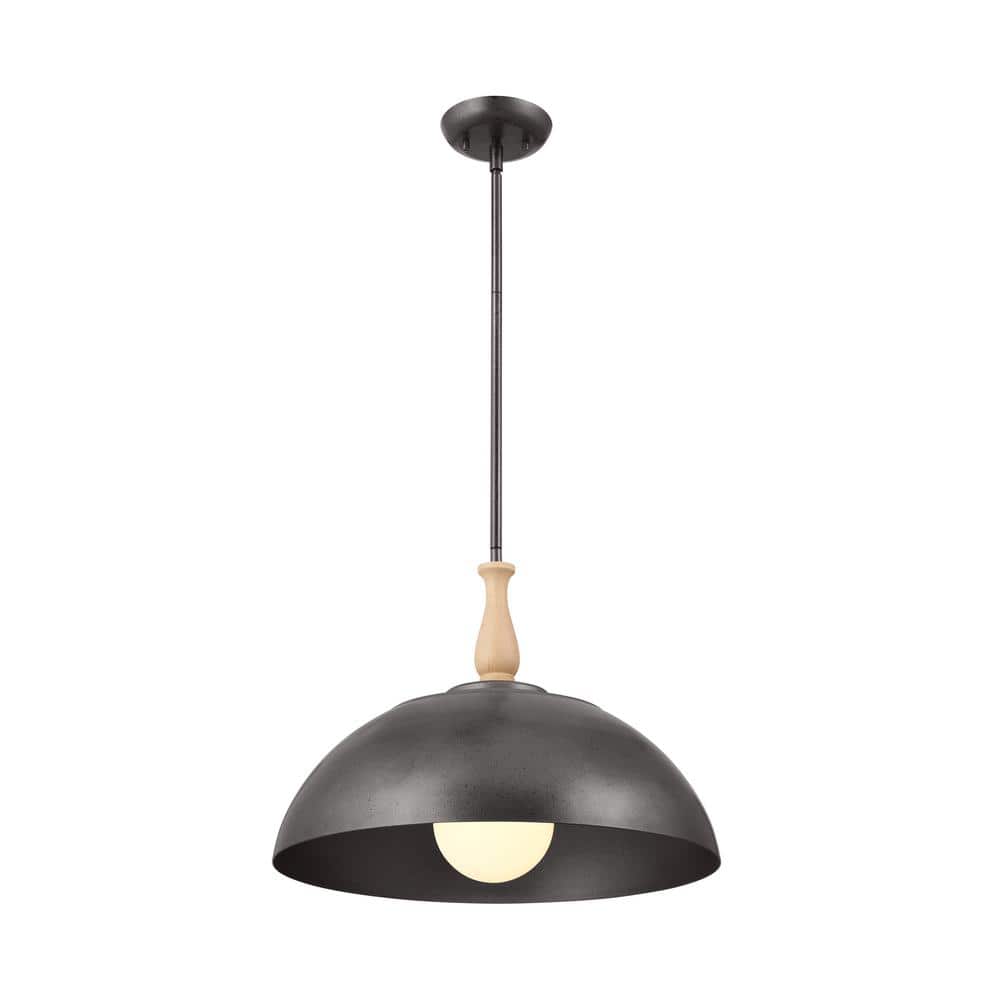 Fira Anvil Iron and Beech 18'' Single Pendant Light