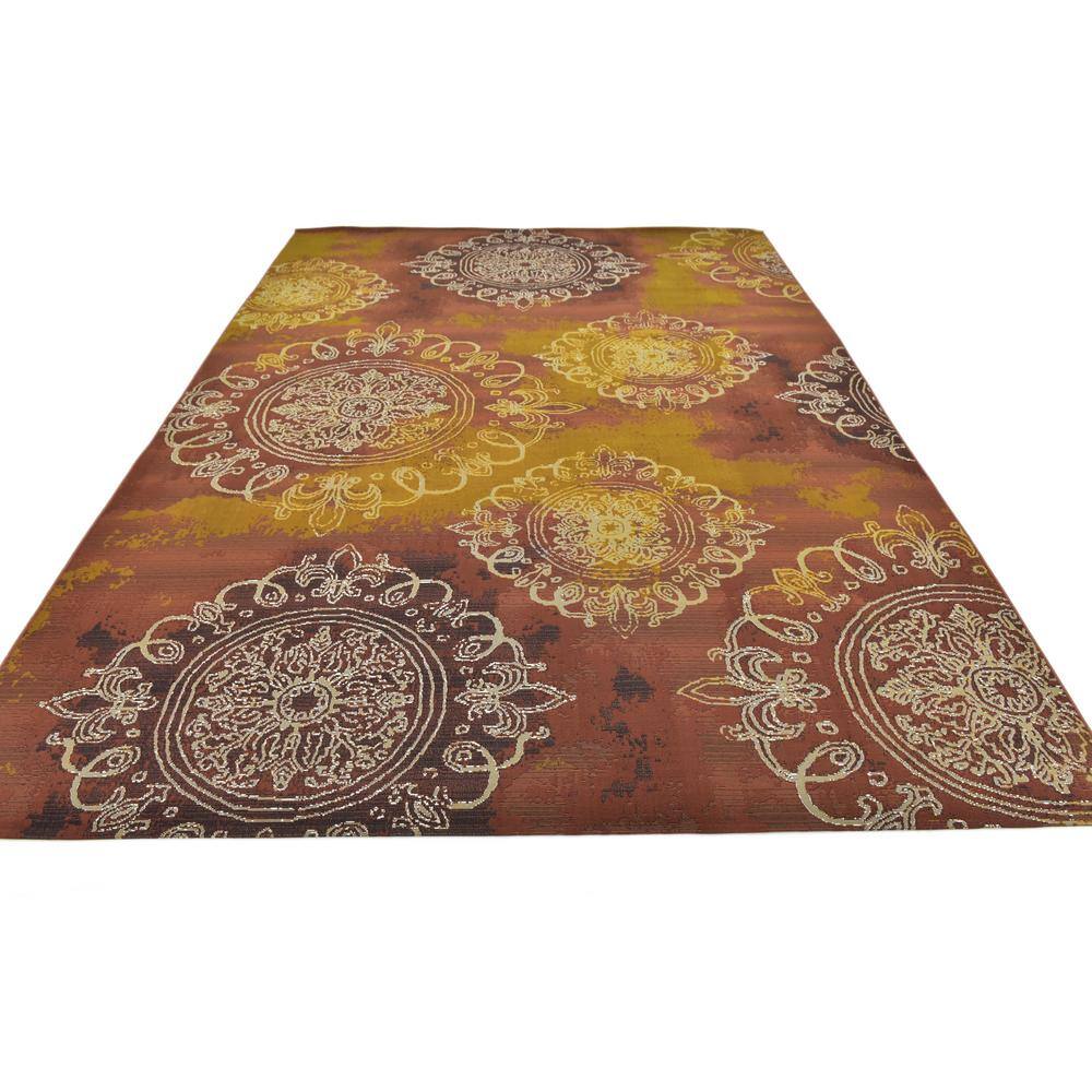 Rust Red Rectangular Synthetic Outdoor Area Rug 8' x 11'
