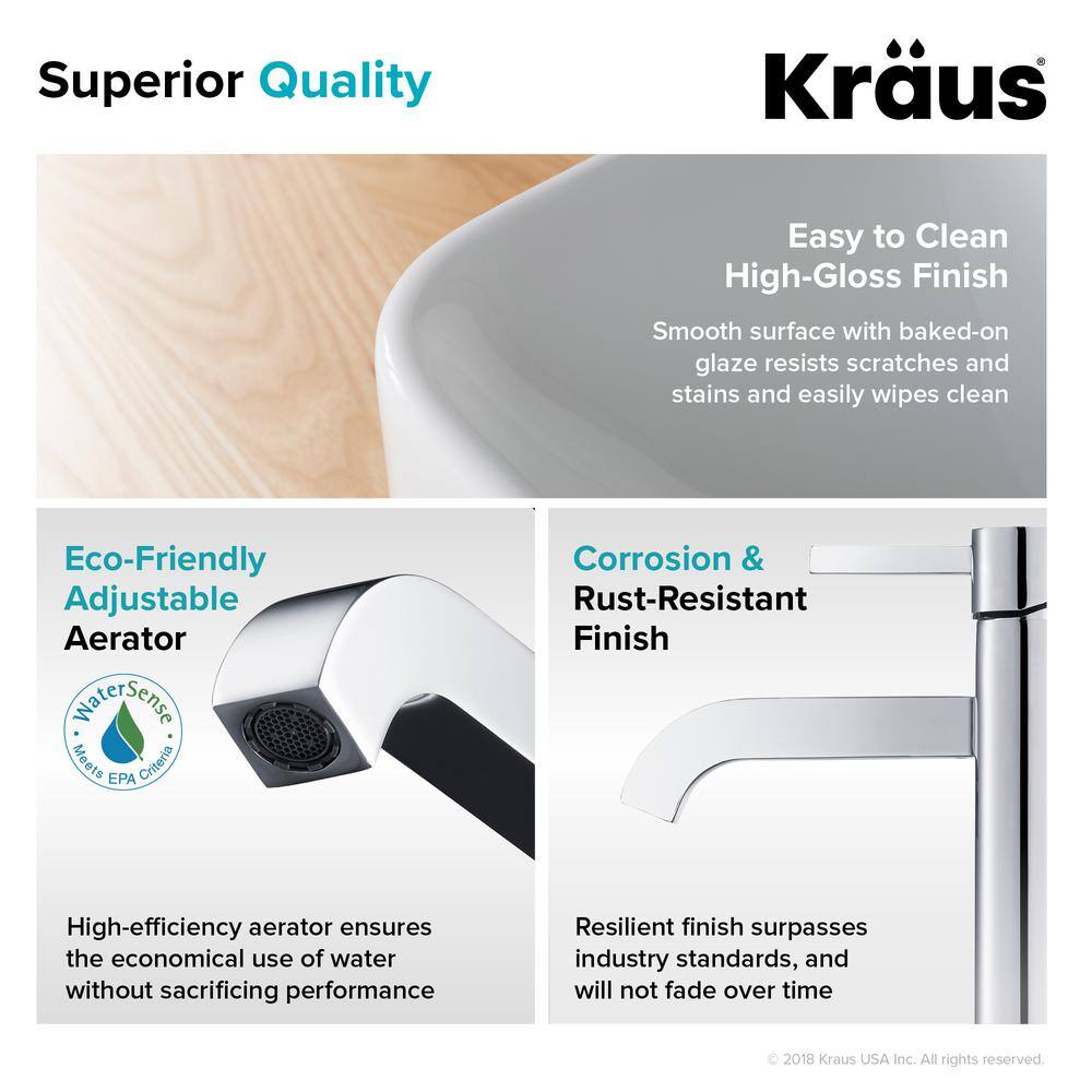 White Ceramic Rectangular Vessel Sink with Chrome Faucet