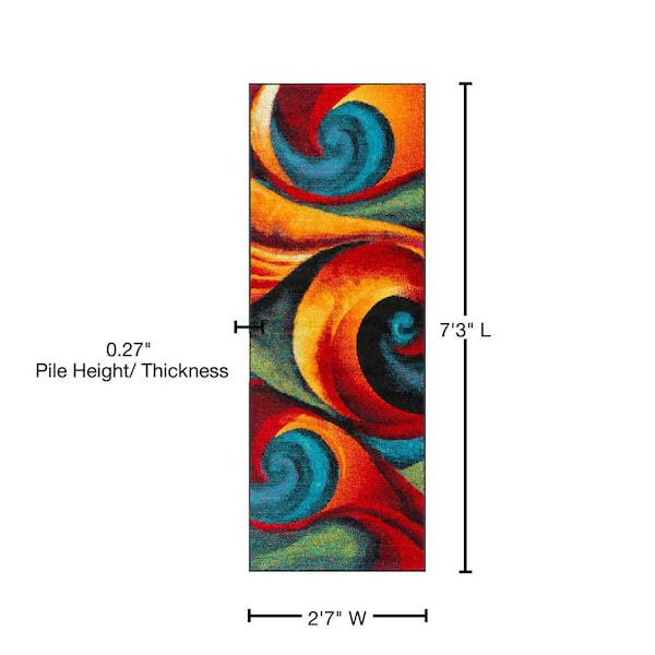 Tayse Rugs Symphony Abstract Multi-Color 3 ft. x 8 ft Tayse Rugs Symphony Abstract Multi-Color 3 ft. x 8 ft