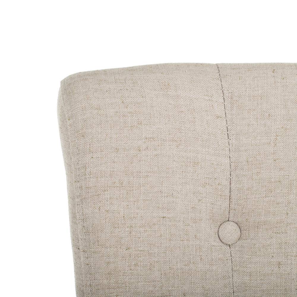Transitional Light Grey Linen and Wood Counter Stools, Set of 2