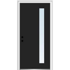 30 in. x 80 in. Viola Right-Hand Inswing 1-Lite Clear Low-E Painted Fiberglass Prehung Front Door on 4-9/16 in. Frame