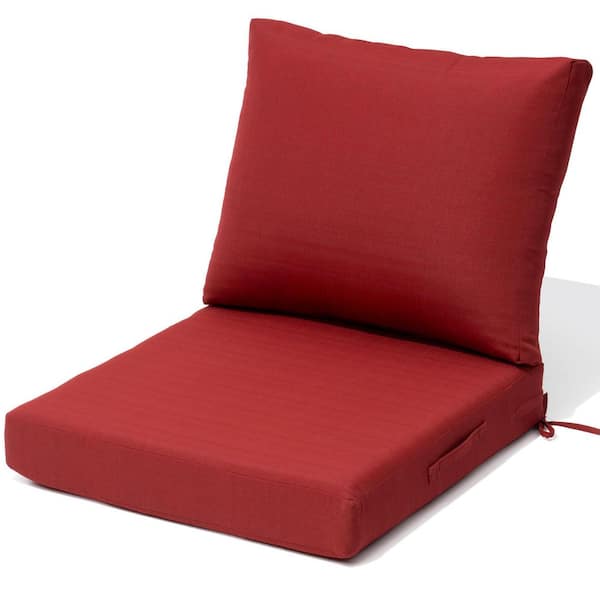 24 in x 24 in. Outdoor Couch Cushion in Red 4.5 in. Thickened Patio Deep Seat Cushion with Handle and Removable Cover