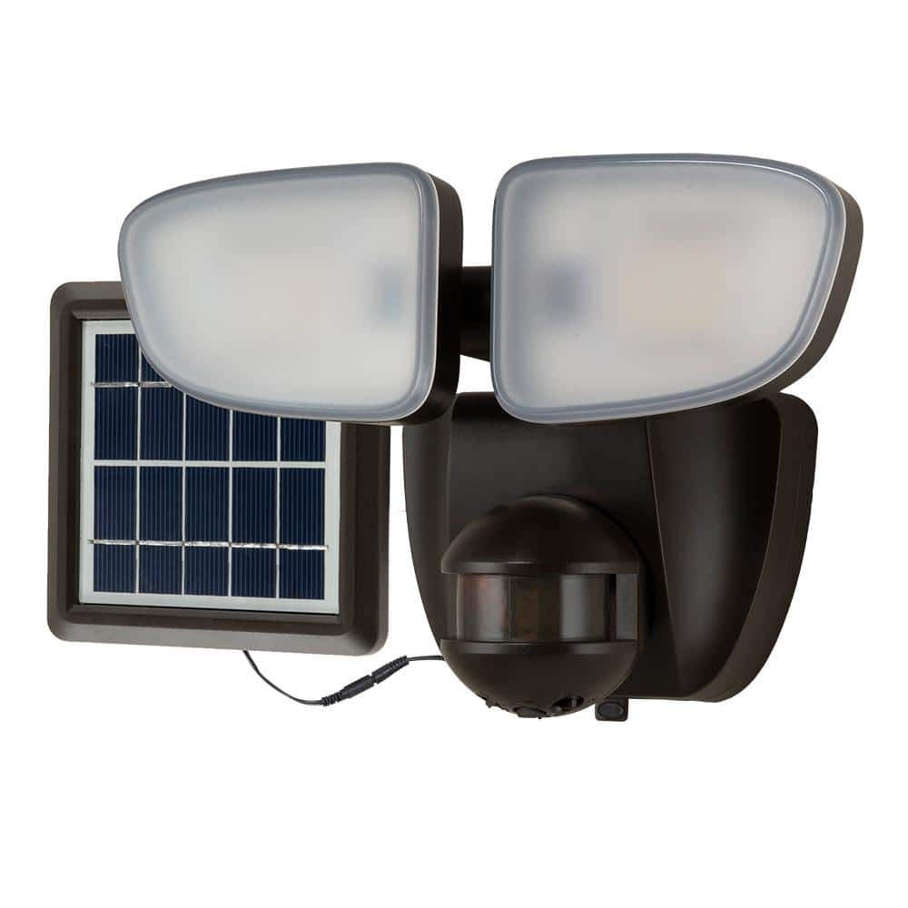 HALO SLFS 180-Degree Bronze Solar Powered Motion Activated Outdoor Integrated LED Flood Light 700 Lumens