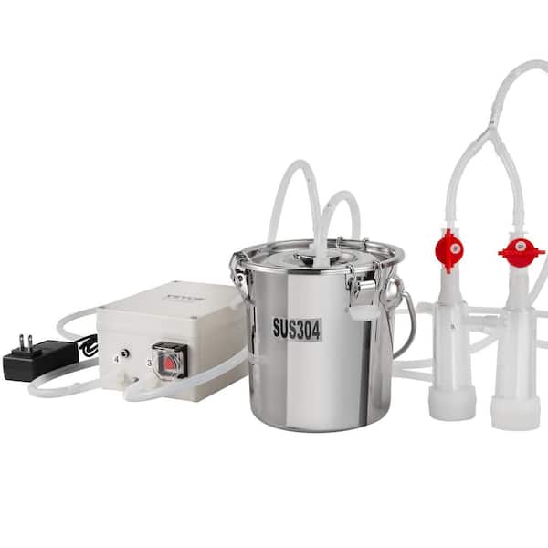 VEVOR Goat Milking Machine, 3 L 304 Stainless Steel Bucket, Electric Automatic Pulsation Vacuum Milker, Portable Milker