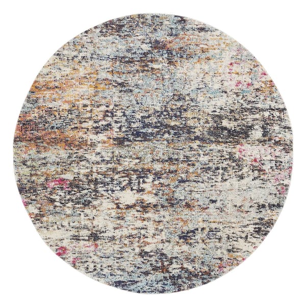 Madison Black/Gold 3 ft. x 3 ft. Abstract Gradient Round Area Rug