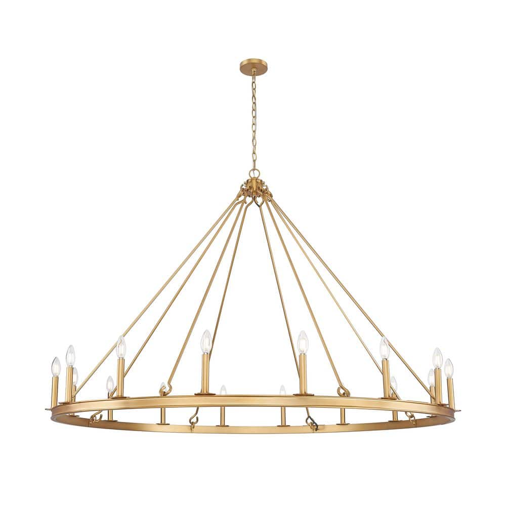 Barclay 16 Light Rubbed Brass Chandelier for Indoor Use with No Bulbs Inclu