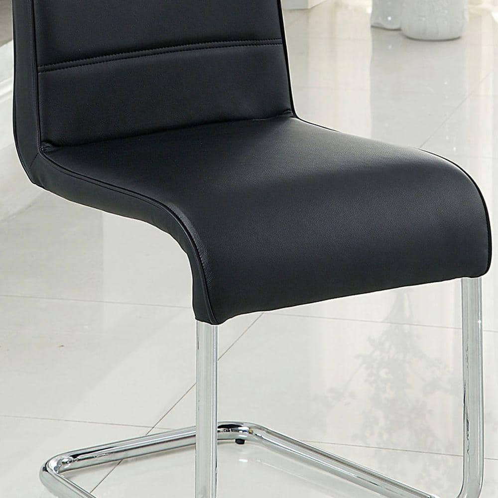 Black Faux Leather and Metal Upholstered Side Chair