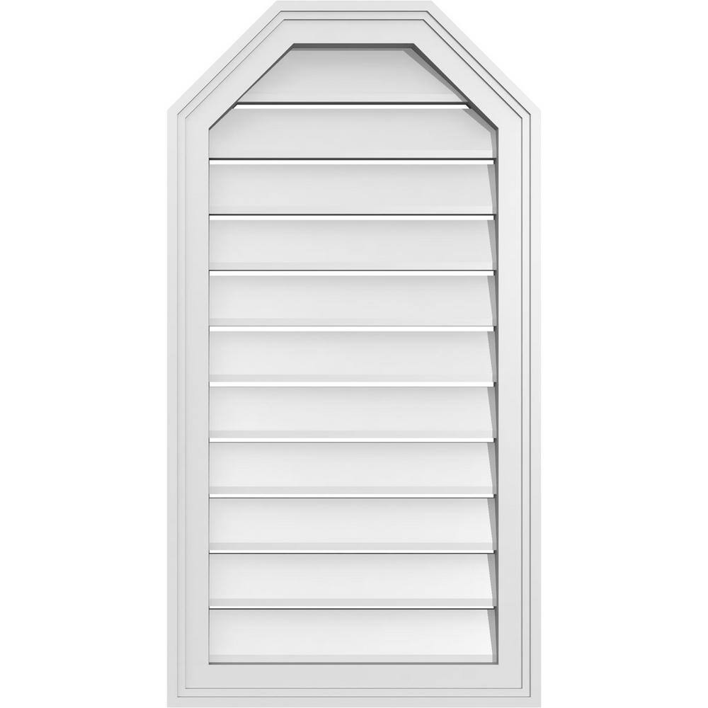 18 in. x 34 in. Octagonal Top Surface Mount PVC Gable Vent: Functional with Brickmould Frame price history on PriceWatchPro