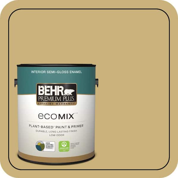 1 gal. #360F-4 Dry Sea Grass Semi-Gloss Enamel EcoMix Plant-Based Interior Paint & Primer