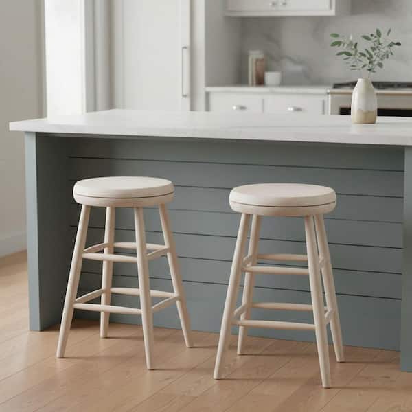 Scooped Seat 24 in. Unfinished Wood Swivel Bar Stool