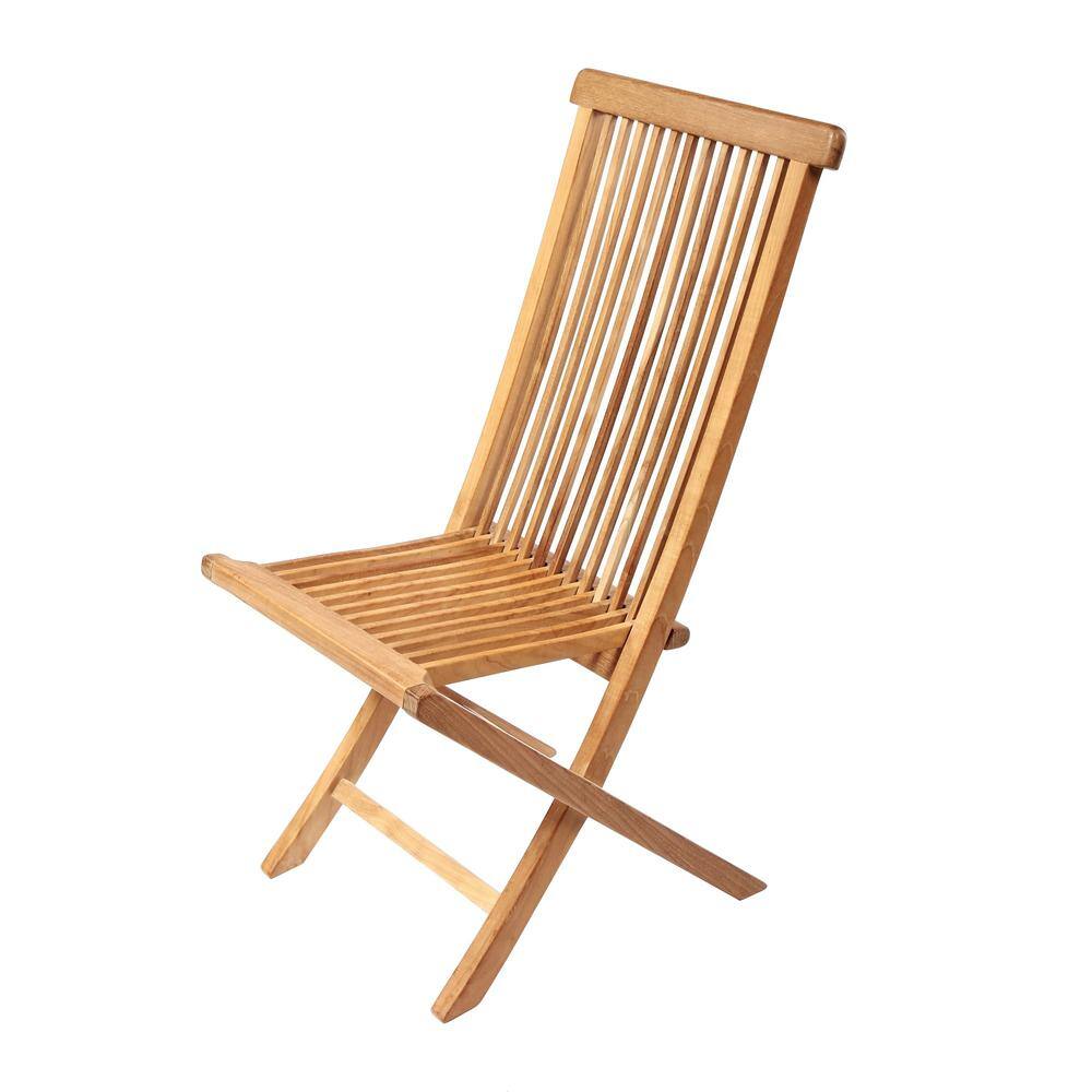 Honey Teak Wood Folding Dining Chair with Curved Backrest