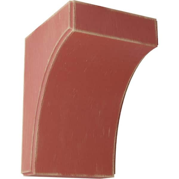 Ekena Millwork 5-1/4 in. x 8 in. x 6 in. Salvage Red Clarksville Wood Vintage Decor Bracket