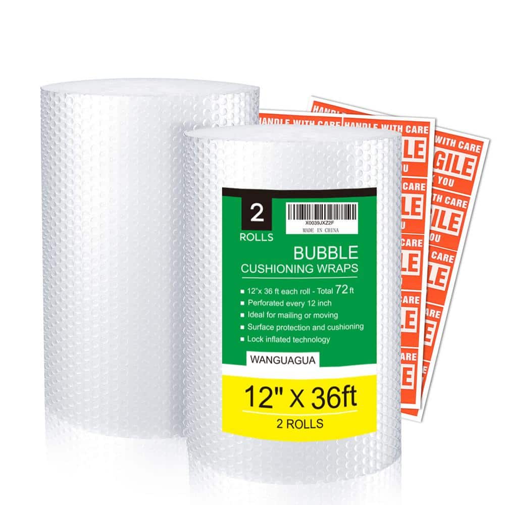 12 in. x 72 ft. Nylon Bubble Packing Wrap, Shipping Cushioning Roll Supplie