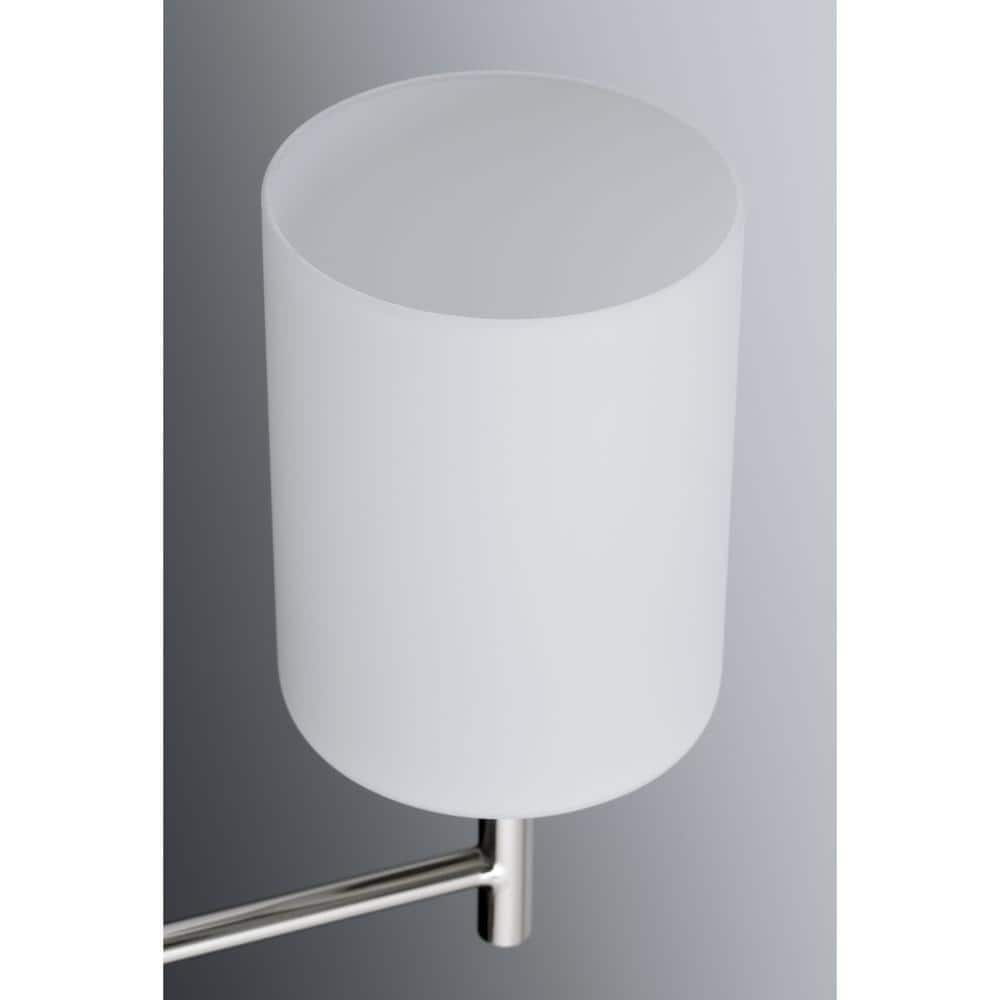 Polished Nickel 5-Light Chandelier with White Glass Shades