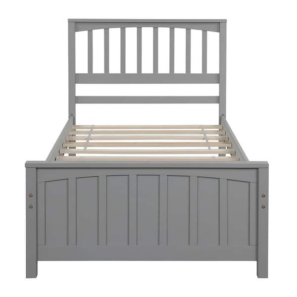 Gray Wood Frame Twin Size Platform Bed