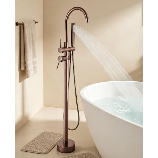 2-Handle Freestanding Tub Faucet Excellent Bathtub Faucet with Hand Shower in Oil Brubbed Bronze