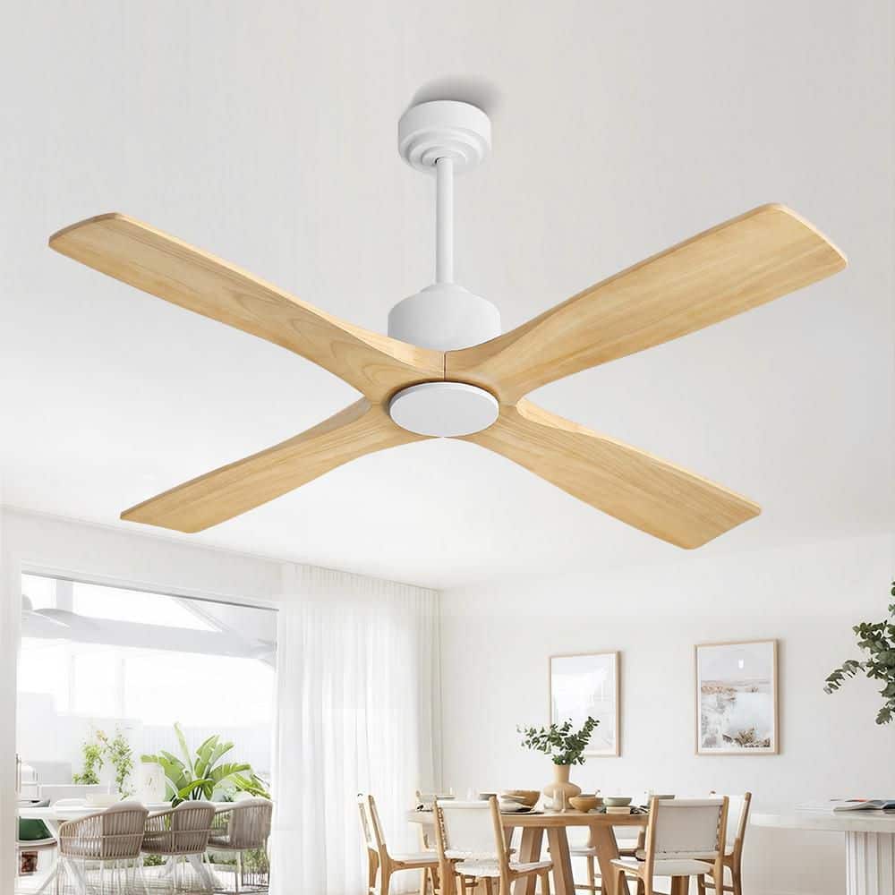 54 in. 4 Solidwood Naturalwood Blades Dc Motor Indoor Standard Ceiling Fan Dowunrod With Remote White price history on PriceWatchPro