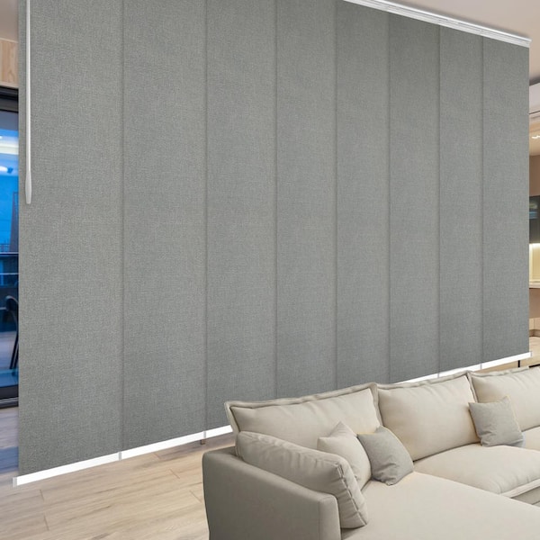 EMOH Ulysses130 in. - 175 in. W x 94 in. L Adjustable 8- Panel White Double Rail Panel Track with 23.5 in. Slates