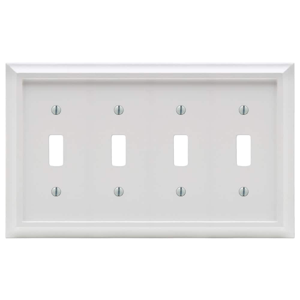 White Composite Quad Toggle Light Switch Wall Plate