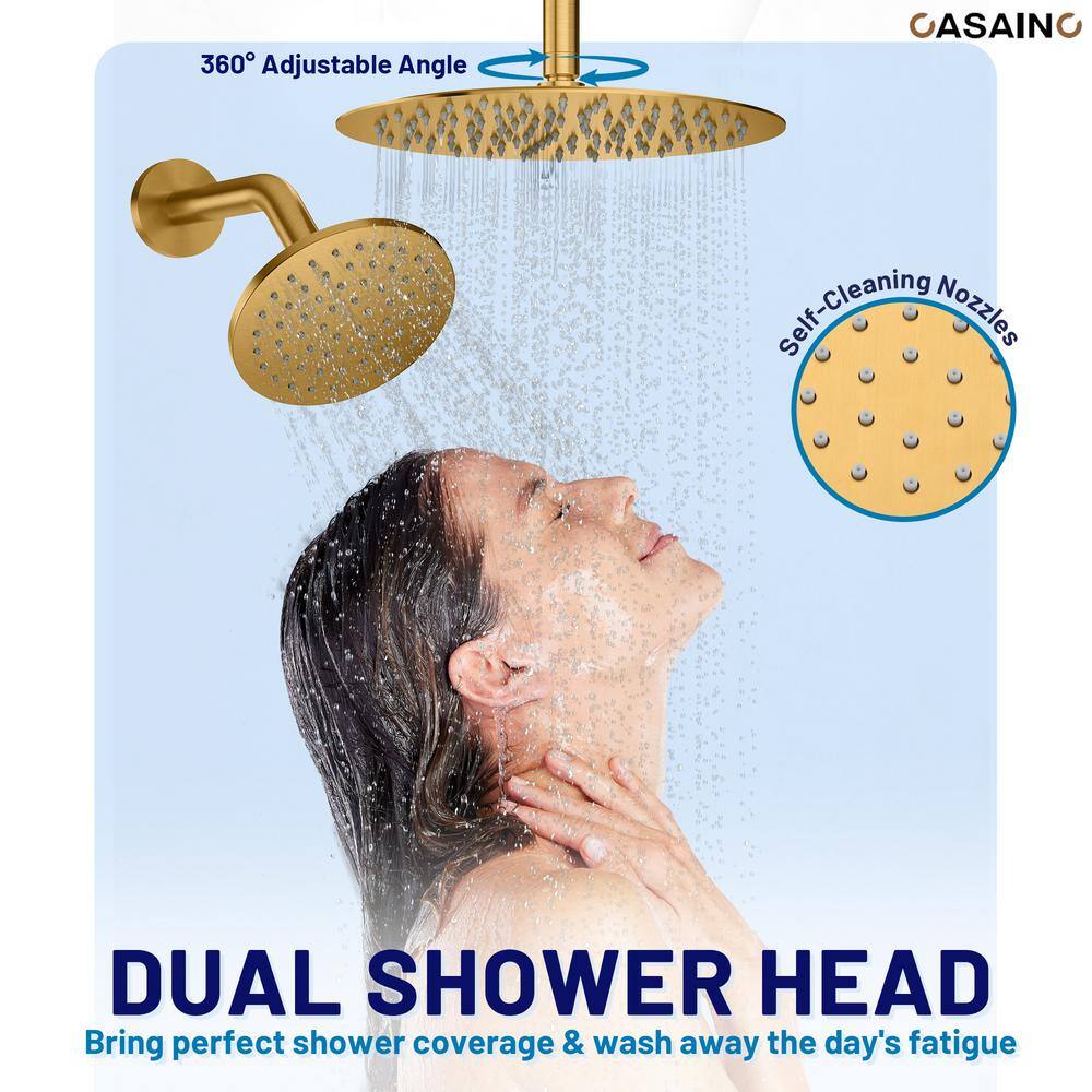Brushed Gold Dual Showerhead System with Digital Display