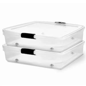 56 qt. Full/Queen Underbed Clear Plastic Latching Storage Container, 2 -Pack