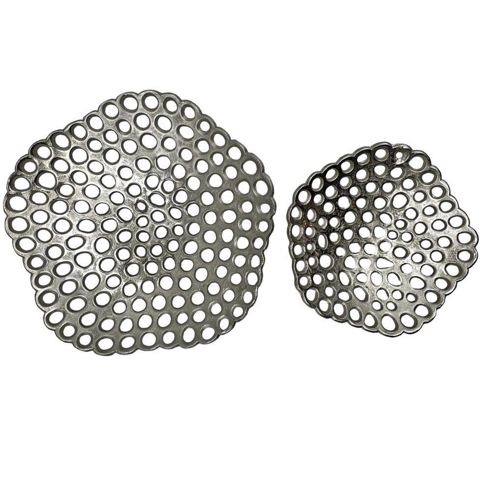 Silver 15 in. and 12 in. Decorative Irregular Metal Aluminum Platter (Set of 2) price history on PriceWatchPro