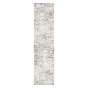 Frost Gray/Golden 2 ft. x 8 ft. Modern Abstract Area Rug