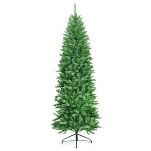 7 ft. PVC Hinged Pre-lit Fir Pencil Artificial Christmas Tree with 150 Warm White UL Listed Lights