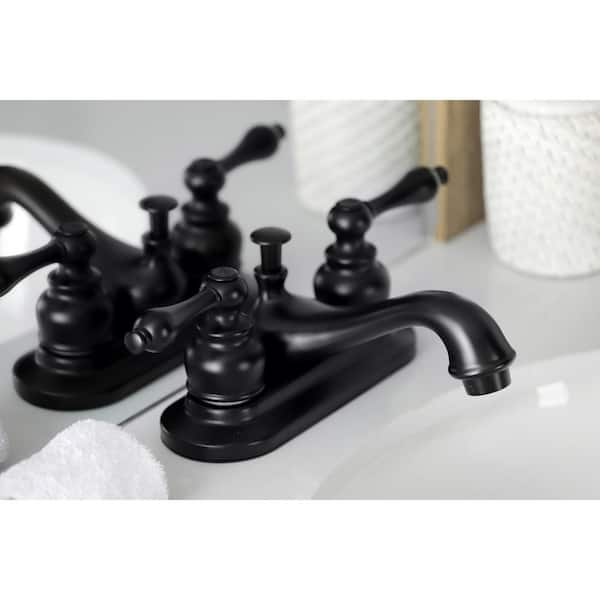 Kingston Brass Restoration 4 inch Centerset 2-Handle Bathroom Faucet in  Matte Black