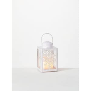 8.75 in. Snowflake Lantern with LED Pillar Candle