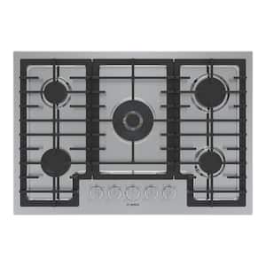 800 Series 30 in. Gas Cooktop in Stainless Steel with 5-FlameSelect Burners including 17,000 BTU Dual-Flame Burner