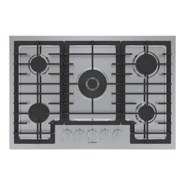 Bosch 800 Series 30 in. Gas Cooktop in Stainless Steel with 5-FlameSelect Burners including 17,000 BTU Dual-Flame Burner