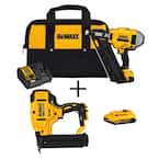 20V MAX XR Lithium-Ion 30-Degree Cordless Framing Nailer, 18-Gauge Brad Nailer, and (1) 4.0Ah and (1) 2.0Ah Batteries