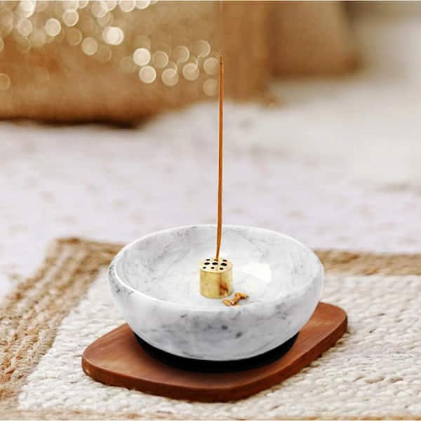 Afoxsos Gray Marble Incense Holder for Sticks and Backflow Incense