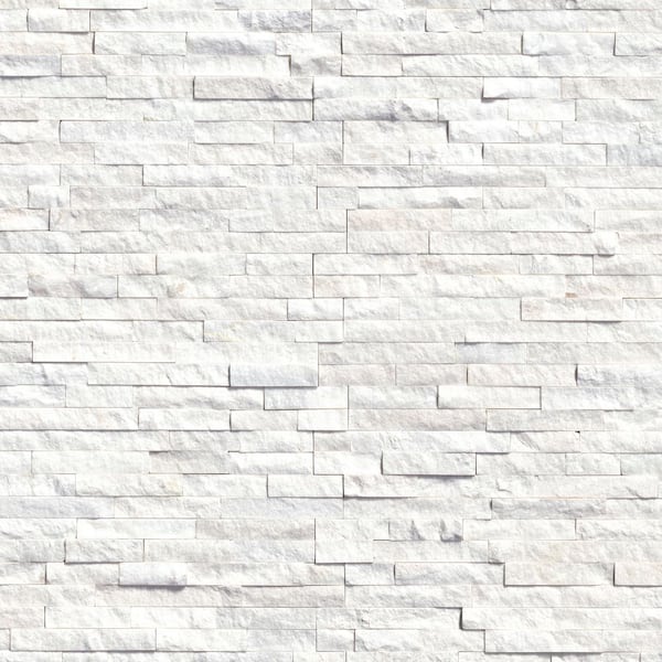 Arctic White Ledger Panel 6 in. x 24 in. Splitface Marble Wall Tile (6 sq. ft./Case)