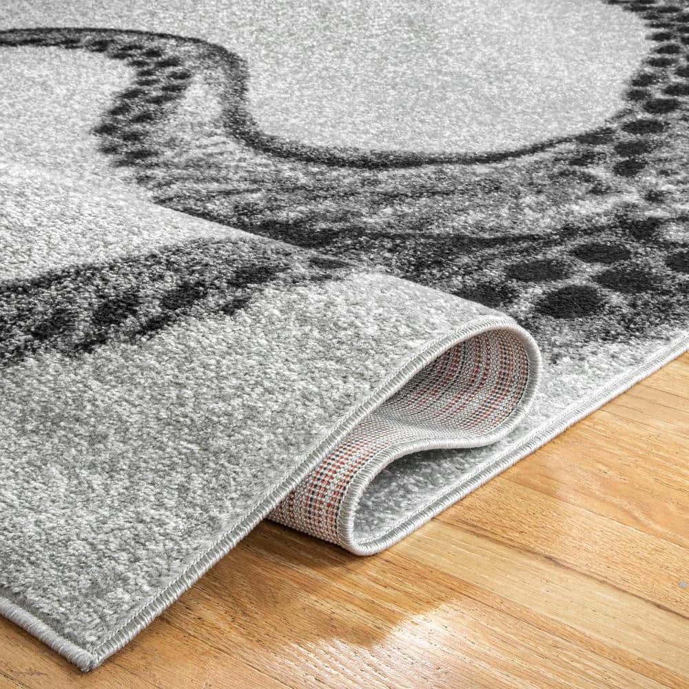 Gray Flat Woven Reversible Synthetic Rectangular Rug