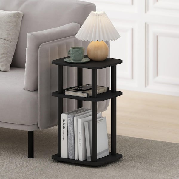 Just 13.15 in. Americano/Black Rounded Rectangle Wood End Table