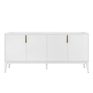 63.00 in. W x 15.60 in. D x 29.90 in. H White Linen Cabinet Sideboard with 4-Doors and Adjustable Shelves