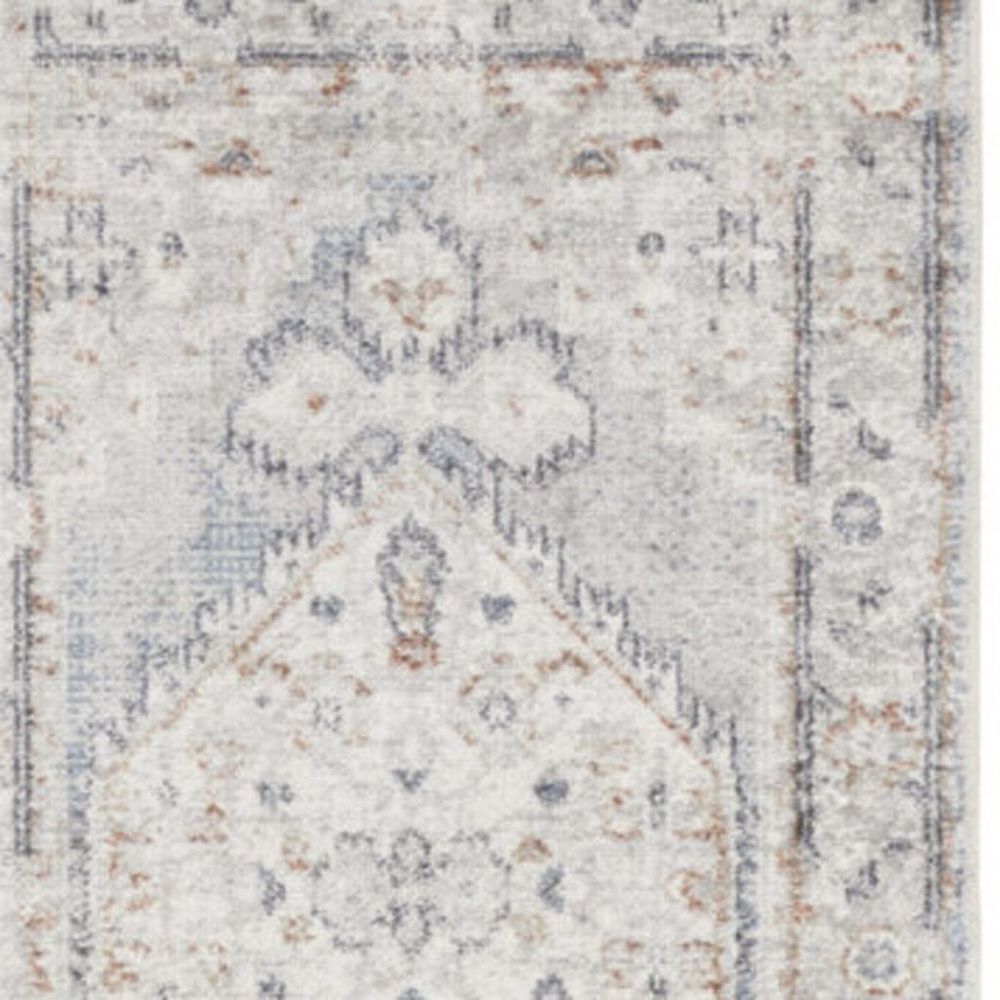 2 ft. x 6 ft. Blue Oriental Washable Area Rug
