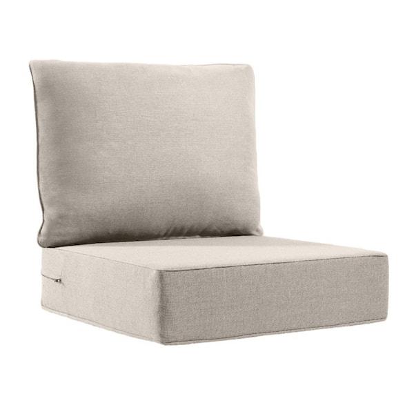 Carolina 24 in. x 24 in. x 6 in. Olefin 2-Piece Deep Seating Outdoor Lounge Chair Sofa Cushion in Beige