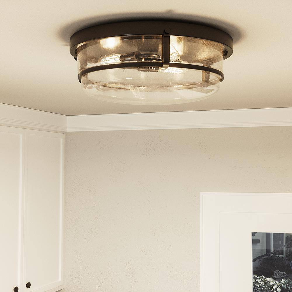 Palladian Bronze 14.75" Indoor/Outdoor Glass Bowl Flush Mount