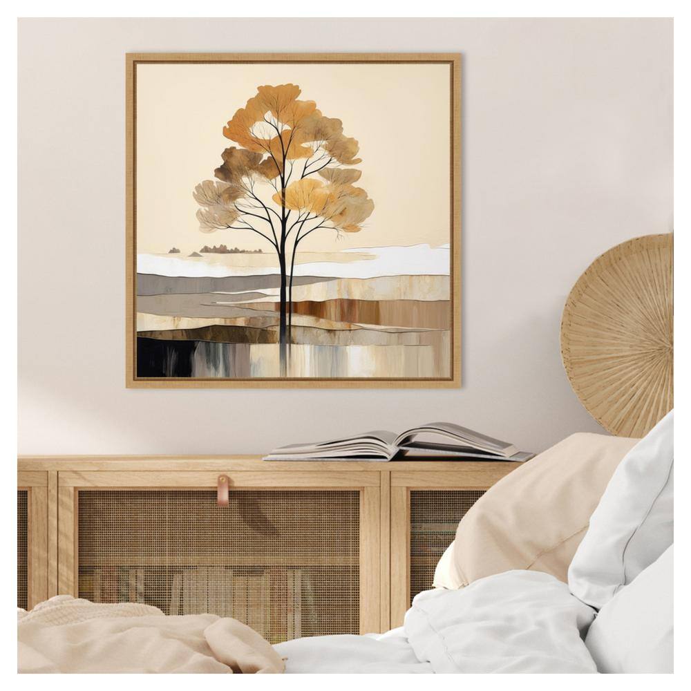 Woodland Charm II Autumnal Abstract Canvas Print with Maple Frame
