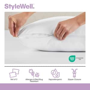 2-Pack Allergen & Bed Bug Resistant Zippered Standard Size Pillow Protectors