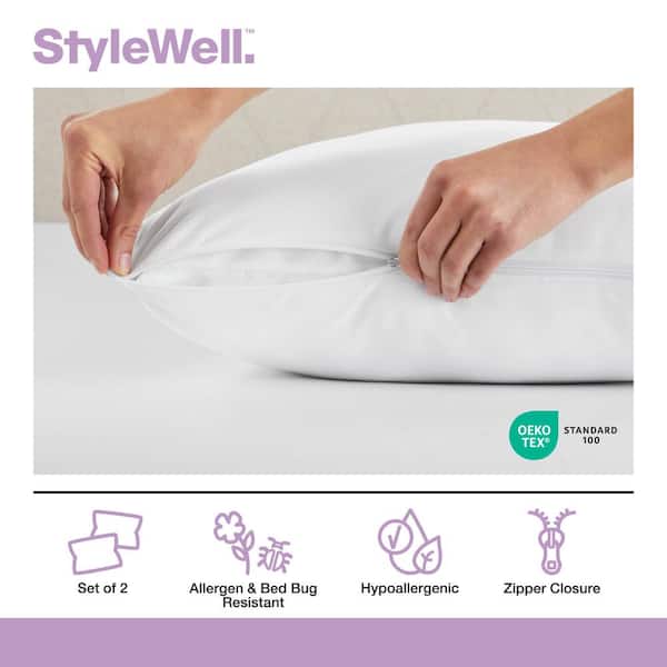 2-Pack Allergen & Bed Bug Resistant Zippered Standard Size Pillow Protectors
