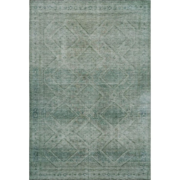 Mayfield Premium Machine Washable Abstract AMF2060 Teal 10 ft. x 14 ft. Area Rug