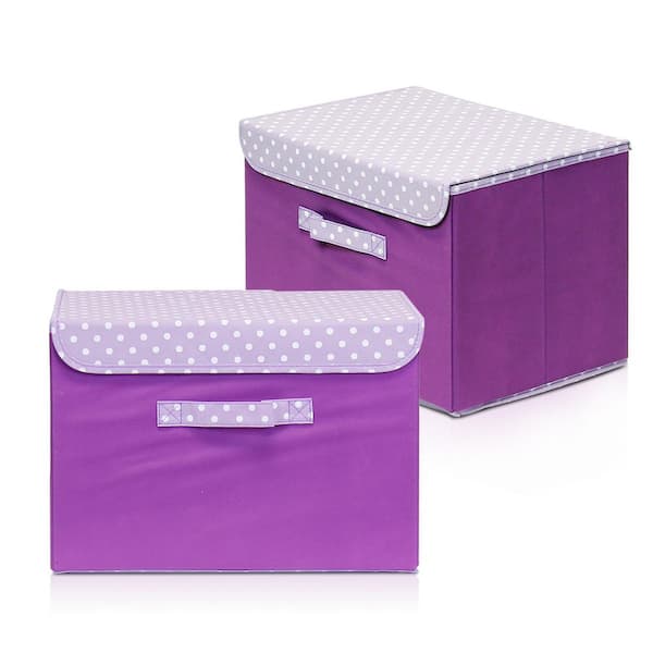 Furinno 10.6 in. H x 15 in. W x 10.6 in. D Purple Fabric Cube Storage Bin