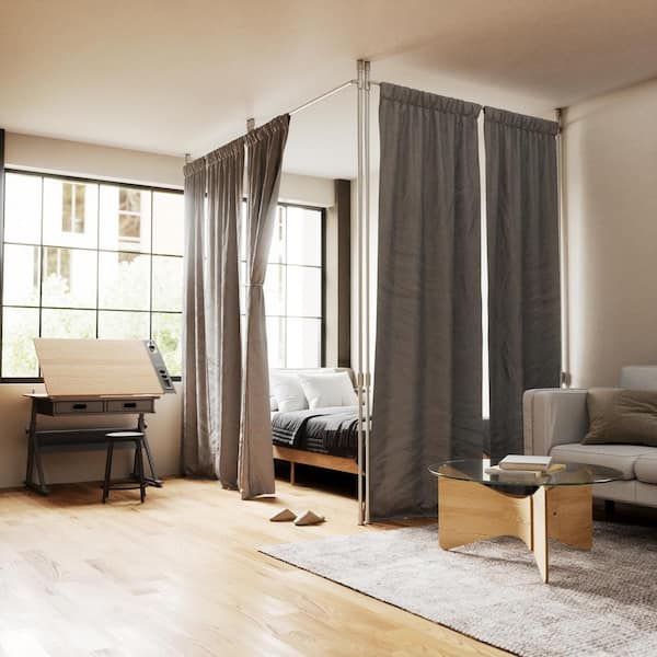 Umbra Anywhere Expandable 1 in. Rod Curtain Rod and Room Divider, Nickel